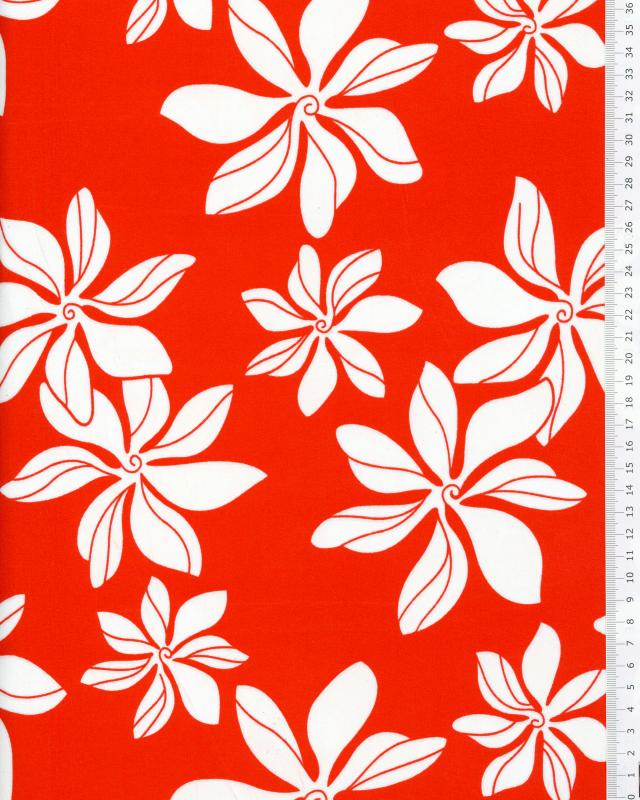 Polynesian fabric TIARE Red - Tissushop